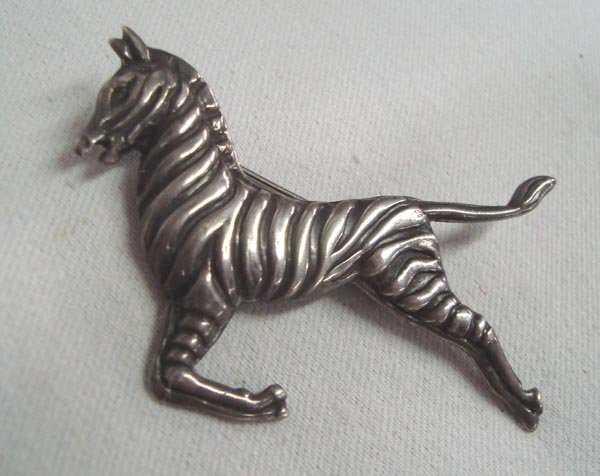 Mexican Taxco Sterling Estate Zebra Pin: Mexican Taxco Sterling Estate Zebra Pin. 1.5''H x 2''W. Stamped information on the back.