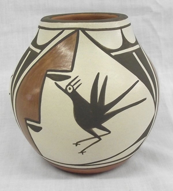 Zia Bird Pottery Jar by Eusebia Shije: From the Collection of Nick and Suzanne Nicholas. Zia Bird Pottery Jar by Eusebia Shije, measures 3.5 in. x 3.25 in., Eusebia Shije (Zia) was born in the early 1930 and created magnificent works of cl