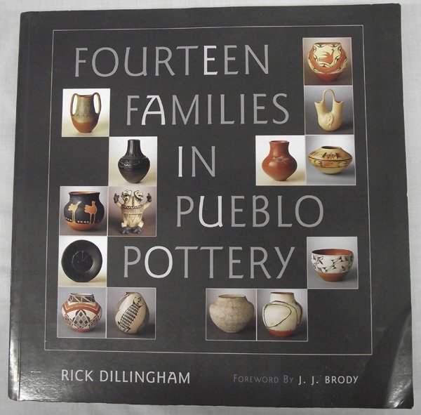 Softback Book on Families in Pueblo Pottery: From the Collection of Nick and Suzanne Nicholas. Softback Book Fourteen Families in Pueblo Pottery by Rick Dillingham, measures 10 in. x 10 in.