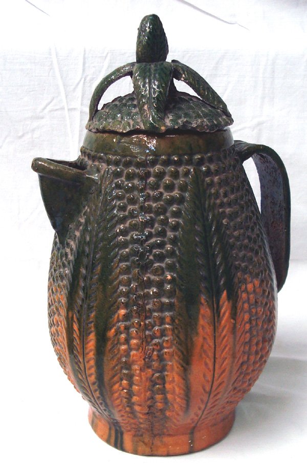 Antique Tepache Pineapple Redware Pitcher with Lid: From the Proctor Estate, Silver City, NM. These pineapple shaped jars (or pitchers) are used to make tepache, a fermented pineapple drink. This jar dates back to the 1960's. The pitcher is in good sha