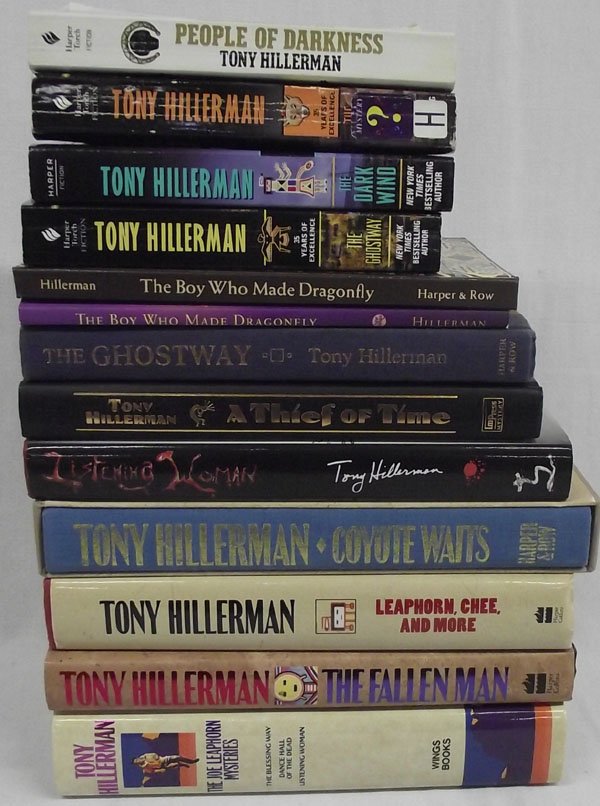 Tony Hillerman Book Collection, Two Signed, Some 1st Ed: From the collection of Nick & Suzanne Nicholas. Tony Hillerman Book Collection, 13 Hard/soft Backs. Hardbacks with dust jackets/slip covers: "The Joe Leaphorn Mysteries", "The Fallen Man" (First Editi