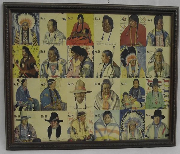 Winold Reiss Framed Print: Winold Reiss Framed Montage of Famous Chiefs Print, measures 13''H x 16''W, #1 Little Plume, #2 Shot on Both Sides, #3 Blackfeet Mother, #4 Chief Two Guns White Calf, #5 Scalping Woman, #6 Morning Bir
