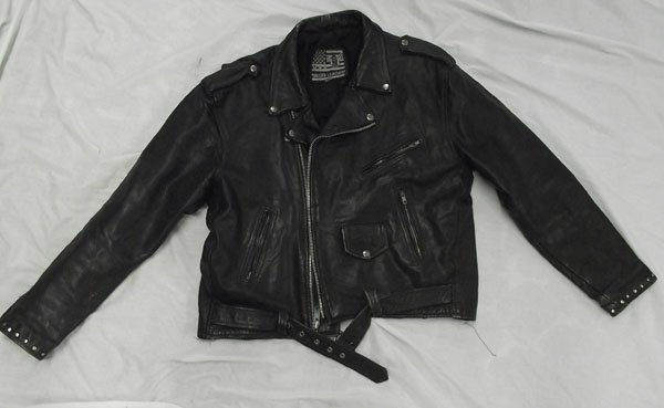 Vintage USA Biker's Leather Jacket: Vintage USA Biker's Leather Jacket, size 42, all broke in and ready to ride, lots of wear, great patch on the back