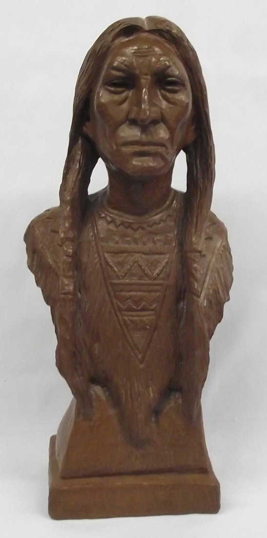 1987 Red Mill Pecan Shell Indian Bust Statue