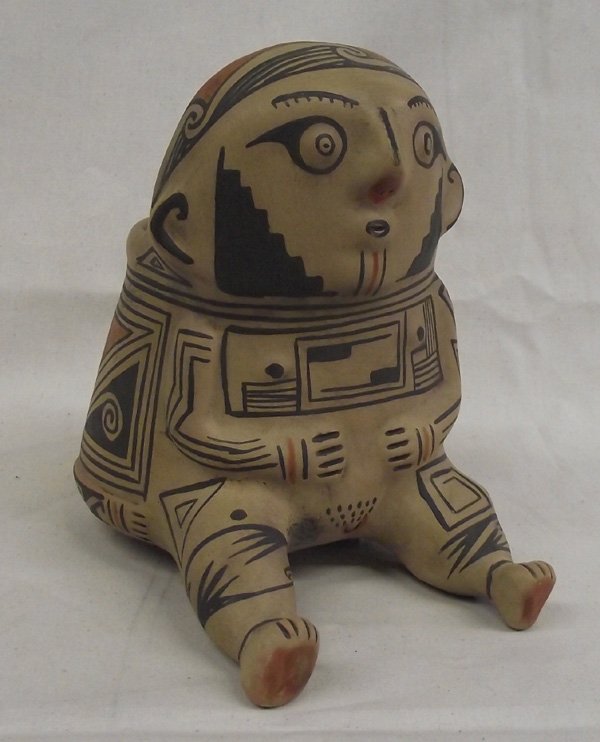 Eroctica Anthropomorphic Casas Grande Effigy Bowl: Vintage 1960's Erotica Anthropomorphic Casas Grande Effigy Bowl.This piece of polychrome pottery depicts a woman sitting atop a man. This item comes with paperwork in spanish which describes the piece