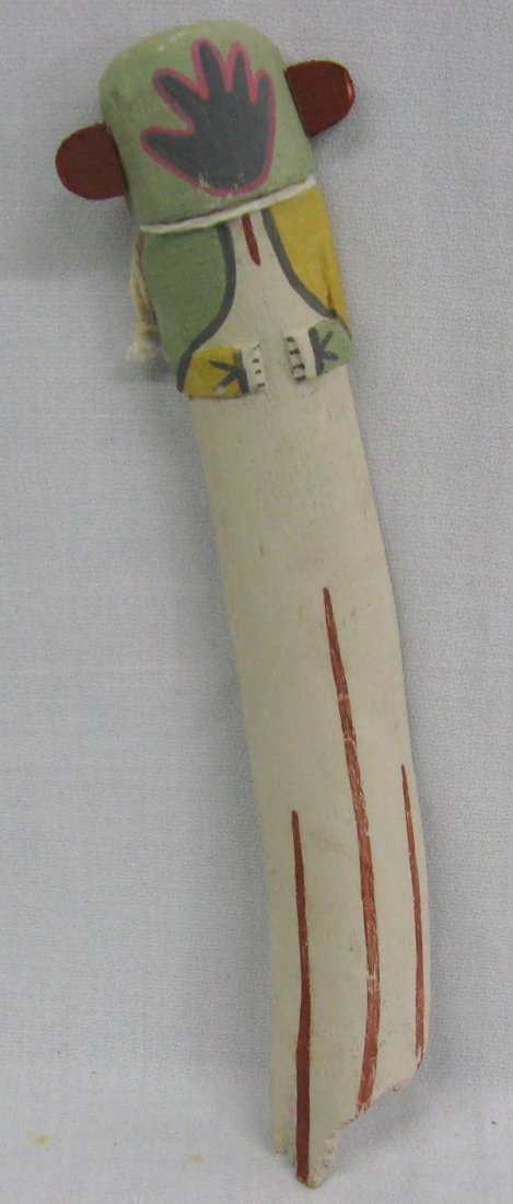 Early Hopi Wooden Signed Cradle Board Kachina: Hopi Cradle Board Kachina. Signed on back by artist and marked Hopi, measures 11'' x 3''.