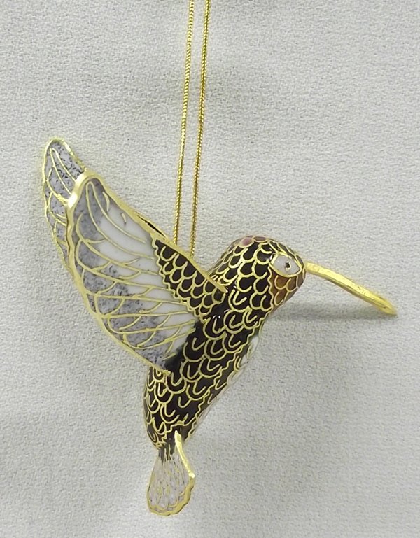 Cloisonne' Hummingbird Ornament: Cloisonne' Hummingbird Ornament, measures 3'' x 3.5''