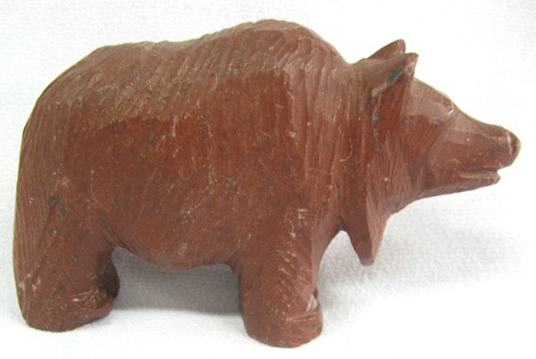 Navajo Carved Pipestone Bear Fetish: Navajo Carved Pipestone Bear Fetish, measures 2.5'' x 4''L