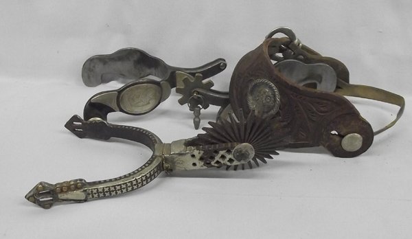 Three Single Spurs: Three Single Spurs. One is missing the rowel, each different. Great cowboy decor!