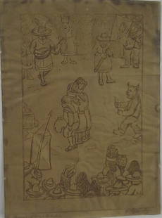 Antique Signed Engraving by Morris Topchevsky: Antique Signed Mexican Engraving ''Dance of Guadalupe'' by Morris Topchevsky (Russian-American, 1899-1947), on heavy paper, measures 17'' x 12.5'', title signed in pencil in lower lefthand corner ''Da