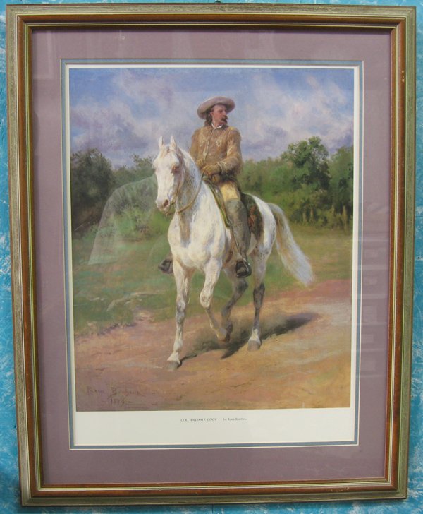 Col. William F. Cody Print by Rosa Bonheur: Col. William F. Cody 1889 Print by Rosa Bonheur, framed, double matted, and under glass, measures 19.5''H x 16''W, Artist Bio: born Marie-Rosalie Bonheur, (16 March 1822 - 25 May 1899) was a French, r