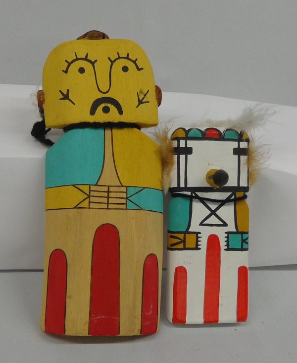 Pair of Hopi Cradle Board Kachinas: Pair of Hopi Cradle Board Kachinas. Brightly painted in the traditional Hopi manner. Largest measures 9''x4''.