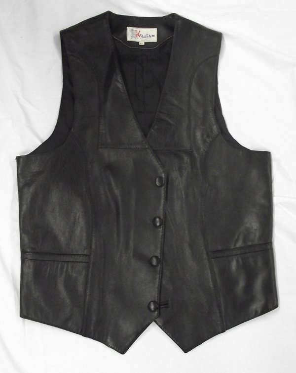 Leather Vest: Leather Vest, size 42, full grained, lined, inside pocket, extra buttons, never worn