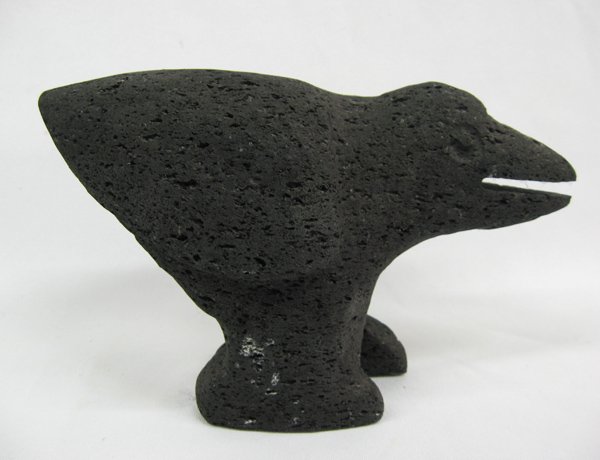 Large Navajo Folk Art Black Pumice Crow Fetish: Large Navajo Folk Art Black Pumice Crow Fetish, measures 7.5''L x 4 5/8''H x 3.5''W, carved eyes and beak, and yes...he floats