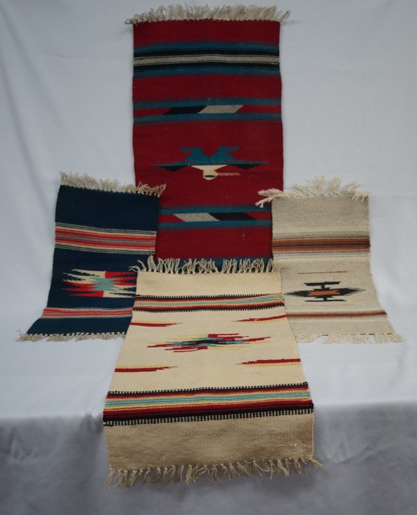 4 Wool Woven Chimayo Table Runners: 4 Wool Woven Chimayo Table Runners. The weavers of Chimayo have deep roots in the colonial southwest tradition of New Mexico. Their weavings are some of the best in execution, design and in their use