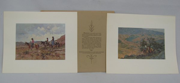 1970s Shamrock Oil Co.Portfolio of Ross Stefan Prints: Diamond Shamrock Oil and Gas portfolio of two reproductions of Ross Stefan (1934-1999), measure 11 3/8 x 9 1/2 inches, come in original portfolio presented by Diamond Shanrock Oil and Gas Gompany, #1 