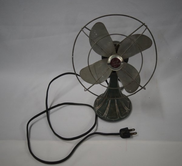 1930's A.C. Gilbert Co. Electric Air Stream Fan: 1930-1940's A.C. Gilbert Co. Electric Air Stream Fan, measures 8.5''W x 9.75''H, partial paper label on bottom ''Made by the A.C. Gilbert Co. New Haven, Connecticut 110-120 Volts Cat. A16 M1743-S, Num