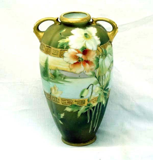 Nippon Gold Gilt Double Handled Jar: Nippon Gold Gilt Double Handled Jar, measures 10''H x 6''W, marked on bottom