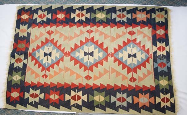 Persian Kilim Multi Colored Tapestry Rug: Kilim Multi Colored Tapestry Rug, measures 71''L x 47''W, good condition for age