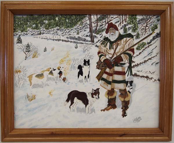 Original New Mexico Artist Leon Dunning Acrylic: 2012 Original New Mexico Artist Leon Dunning Acrylic ''It Went Over the Mountain'', signed by artist in lower left corner and also signed, dated, and titled on back of canvas, measures 11'' x 14'', be