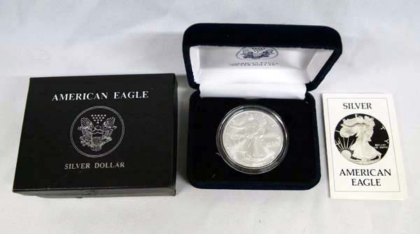 2004 American Eagle Silver Dollar: 2004 American Eagle Silver Dollar, .999 Fine, Uncirculated, comes in presentation box and with COA