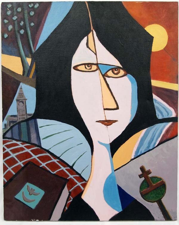 Original Acrylic by Arizona Artist Robert Bowman: 1978 Original Acrylic ''Madame Daleth'' by Arizona Artist Robert Bowman (1923-2011), measures 20''L x 24''H, signed, titled, and dated on back by artist, comes with January 11, 1979 Prescott Arizona N