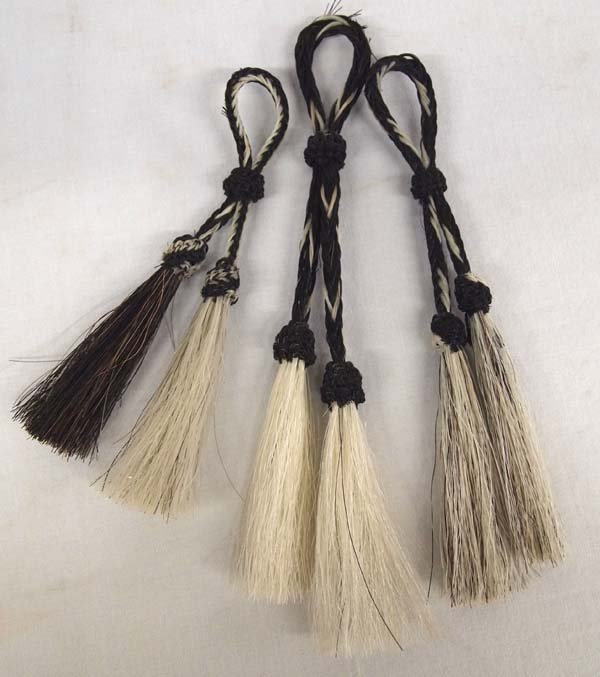 3 Horse Hair Cowboy Hat Ties: 3 Horse Hair Cowboy Hat Ties, longest measures 6''L