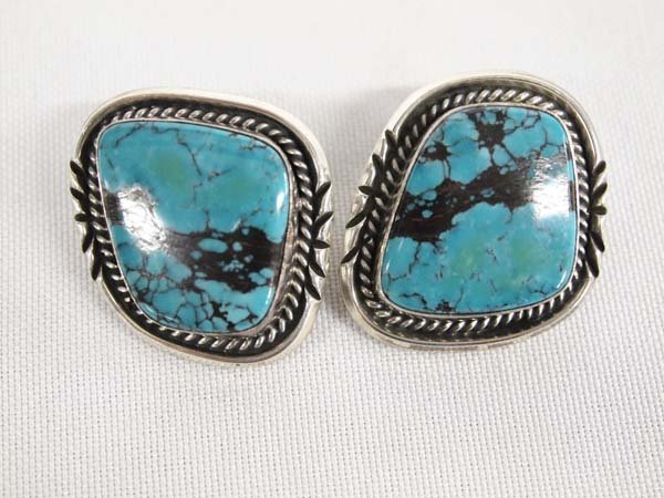Navajo Sterling Silver Turquoise Earrings by Begay (1 of 2)