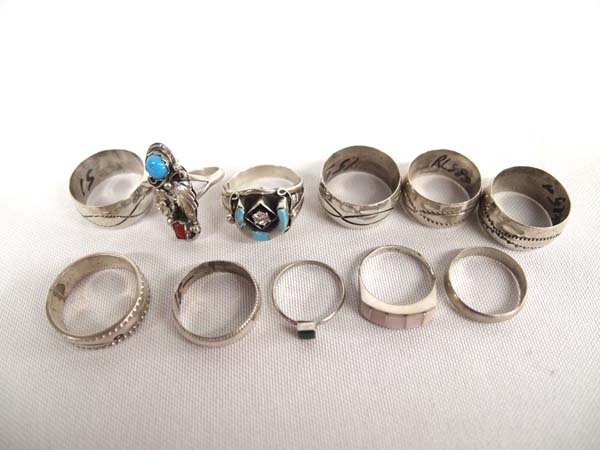 11 Navajo Sterling Silver Rings, 54.07g (1 of 3)