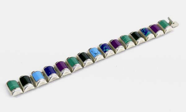 Mexican Sterling Taxco Multi-Gemstone Bracelet (1 of 2)