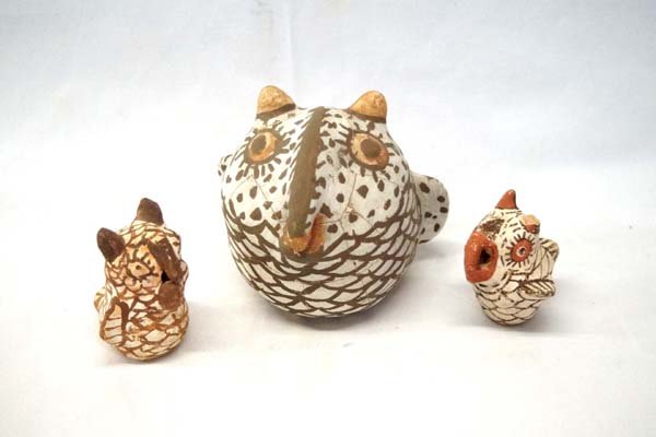 Historic Zuni Pottery Owl Family (1 of 7)