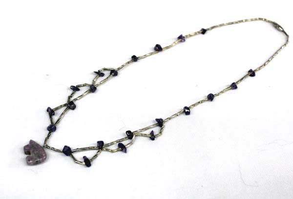 Estate Zuni Sterling and Amethyst Bear Necklace (1 of 2)