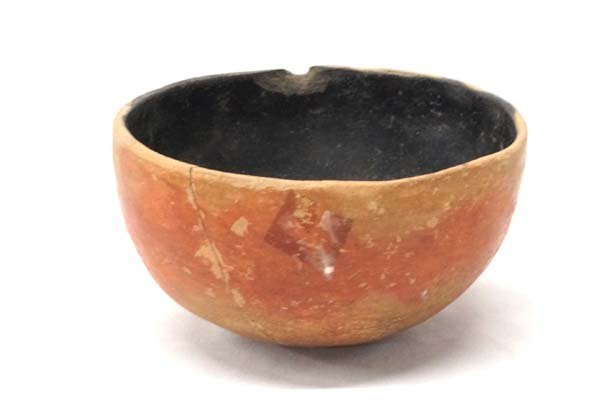 Prehistoric Salado Pottery Bowl: Prehistoric Native American Salado Pottery Bowl, chip in rim and has been glued, measures 3''H x 5''W, Acquired in accordance with all State and Federal Regulations