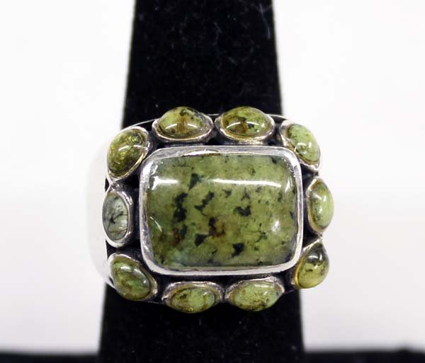 Southwestern Silver Green Turquoise Ring, Size 7 (1 of 3)