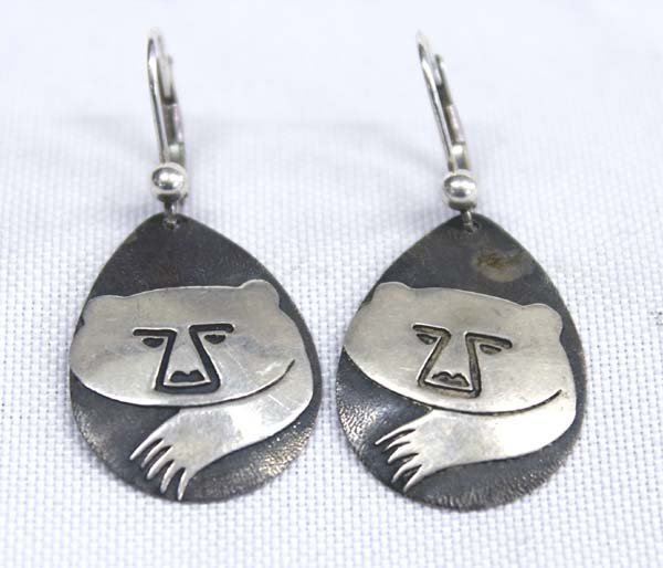 Sicangu Lakota Sioux Silver Bear Earrings by Szabo (1 of 2)