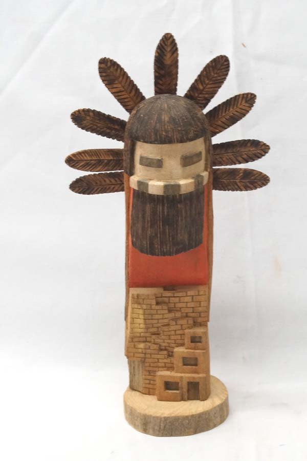 Laguna Hand Carved Kachina by R Lucario: Native American Laguna New Mexico Hand Carved Kachina by R Lucario. Signed on the bottom "Long Hair by R. Lucario Laguna NM" This brilliant piece of work measures 14" x 7".