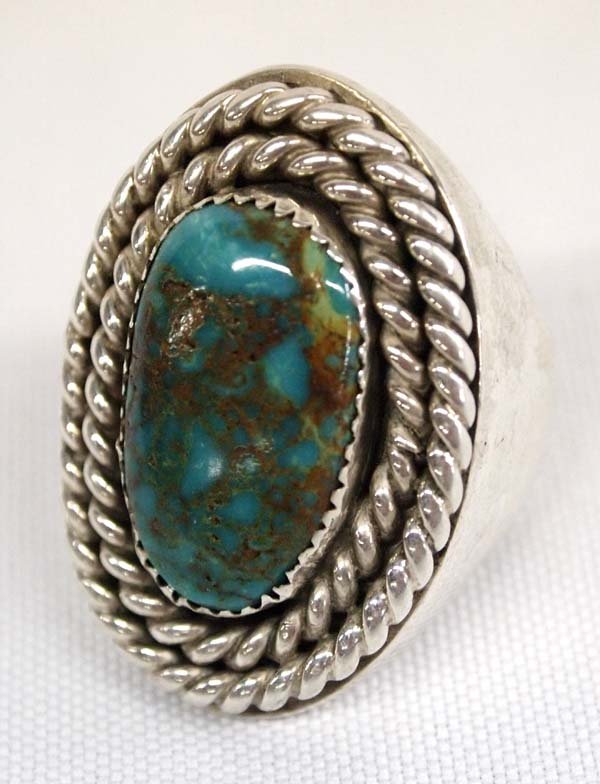 Navajo Sterling Red Mountain Turquoise Ring, S 9.5 (1 of 3)