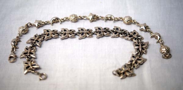 Pr Sterling Silver Link Bracelets: Pr Sterling Silver Link Bracelets, longest is the butterfly measuring 6'' end to end x .5''W, 20.1g in total wt.