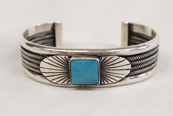 Navajo Sterling Turquoise Cuff Bracelet (1 of 3)