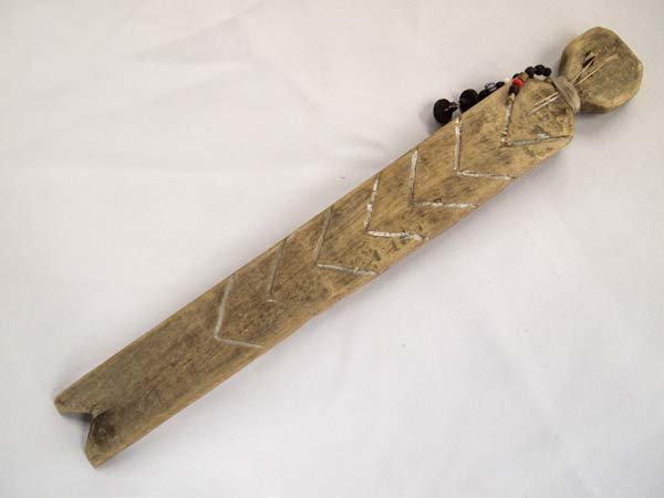 Navajo Carved Wood Medicine Wand: Native American Navajo Carved Wood Medicine Wand, measures 12''L x 1.5''W, embellished with beads, human form