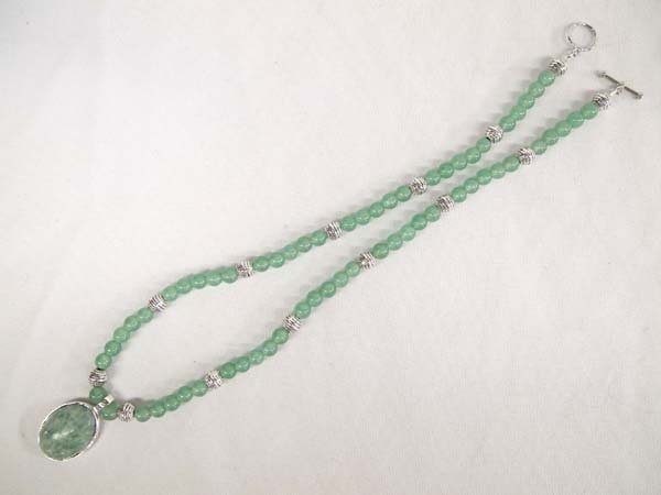 Green Jade Pendant Necklace on Adventurine Beads (1 of 3)