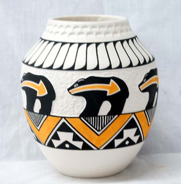 Acoma Polychrome Bear Jar by A. Chino (1 of 3)
