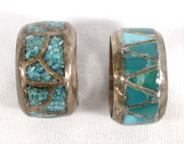 1950 Estate Navajo Sterling Inlay Wedding Bands (1 of 2)