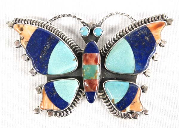 Navajo Sterling Stone to Stone Inlay Butterfly Pin (1 of 3)