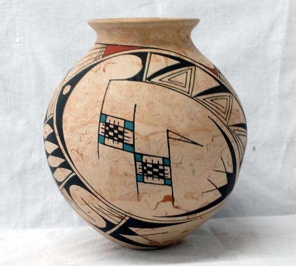 Mata Ortiz Polychrome Geometric Jar by Ana Villa (1 of 3)