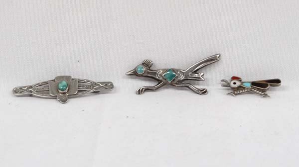 Old Pawn Navajo Thunderbird & 2 Roadrunner Pins (1 of 2)