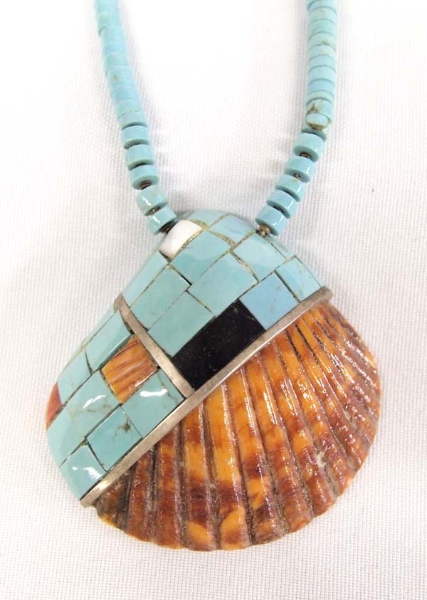 Santo Domingo Inlay Shell Pendant Necklace (1 of 3)