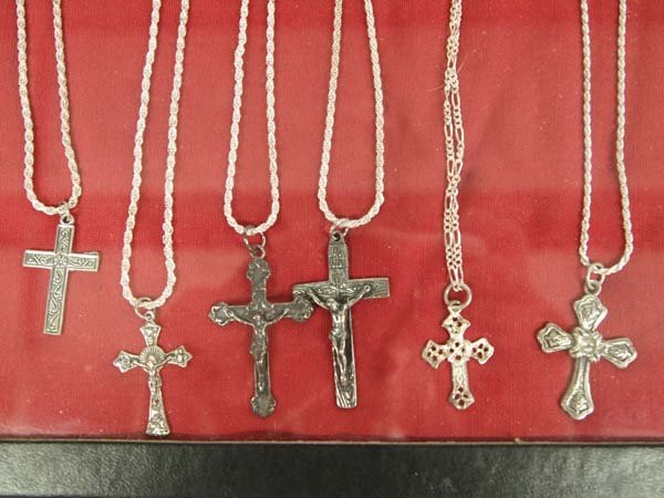6 Sterling Silver Cross Pendant Necklaces (1 of 3)