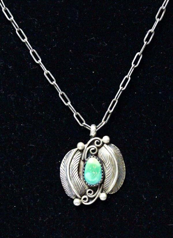Estate Navajo Sterling Turquoise Pendant Necklace (1 of 3)