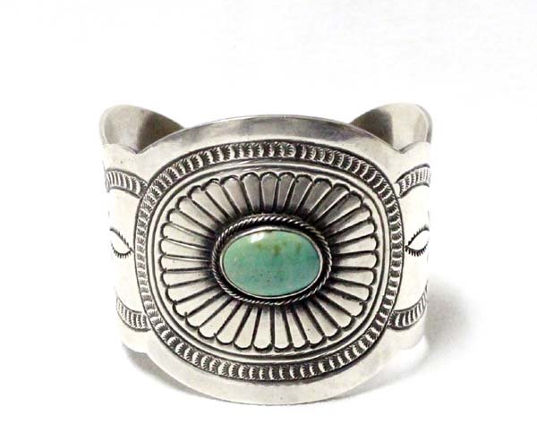 Navajo Sterling Silver Turquoise Bracelet (1 of 3)